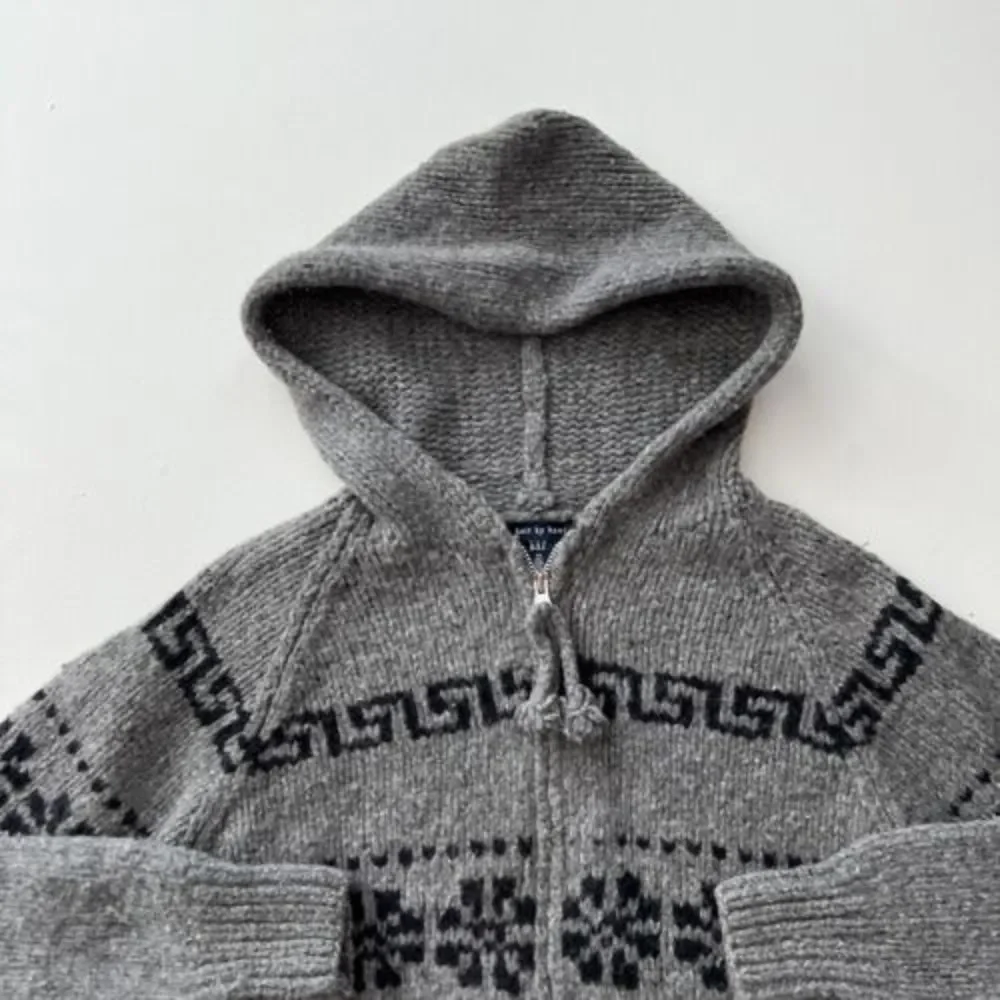 Vintage GAP Hand Knit Cowichan Full Zip Cardigan Sweater Size Medium 90s - Picture 2 of 10